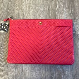 Authentic Chanel large Chevron Pouch